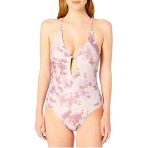 Tie-Dye Pink One-Piece Swimsuit with Front Keyhole